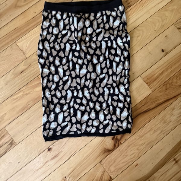 Unbranded Leopard Print Knit Pencil Skirt