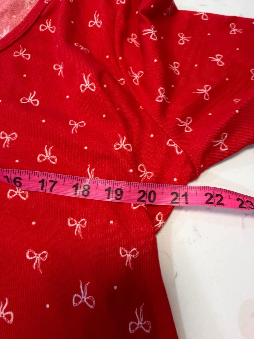 Colsie Red and White Bow Print Long Sleeve Pajama Set XL Womens 7