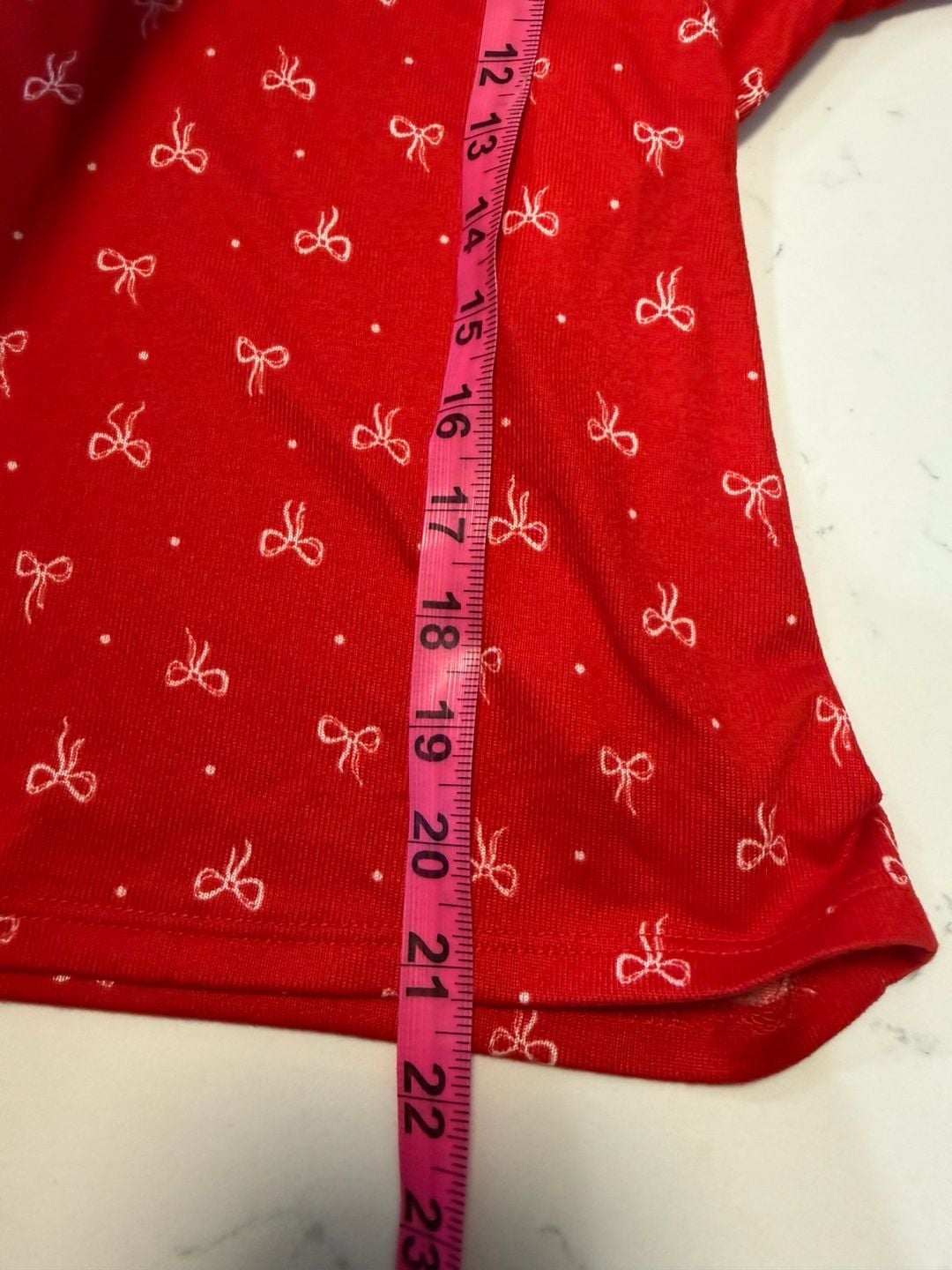 Colsie Red and White Bow Print Long Sleeve Pajama Set XL Womens 8