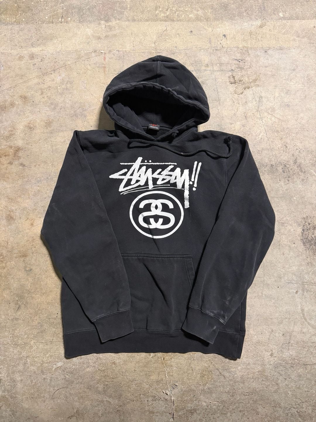 Stussy Big Logo Graphic Pullover Hoodie Black Size M 2