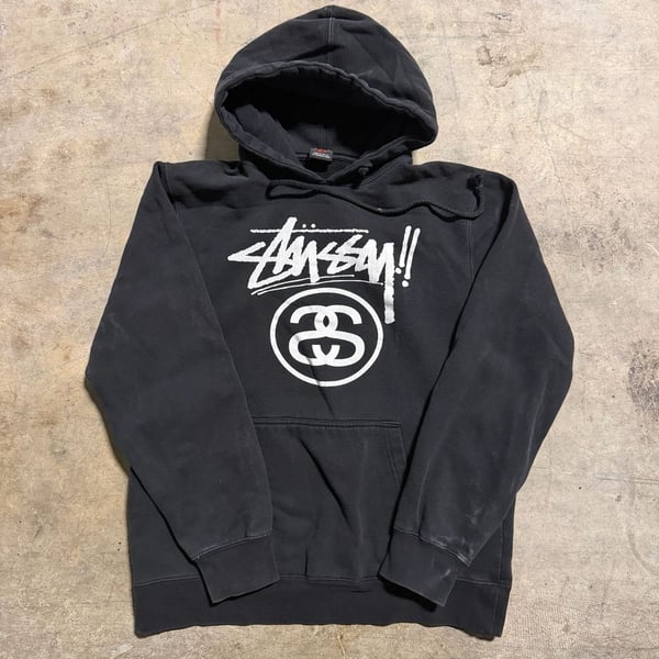 Stussy Big Logo Graphic Pullover Hoodie Black Size M