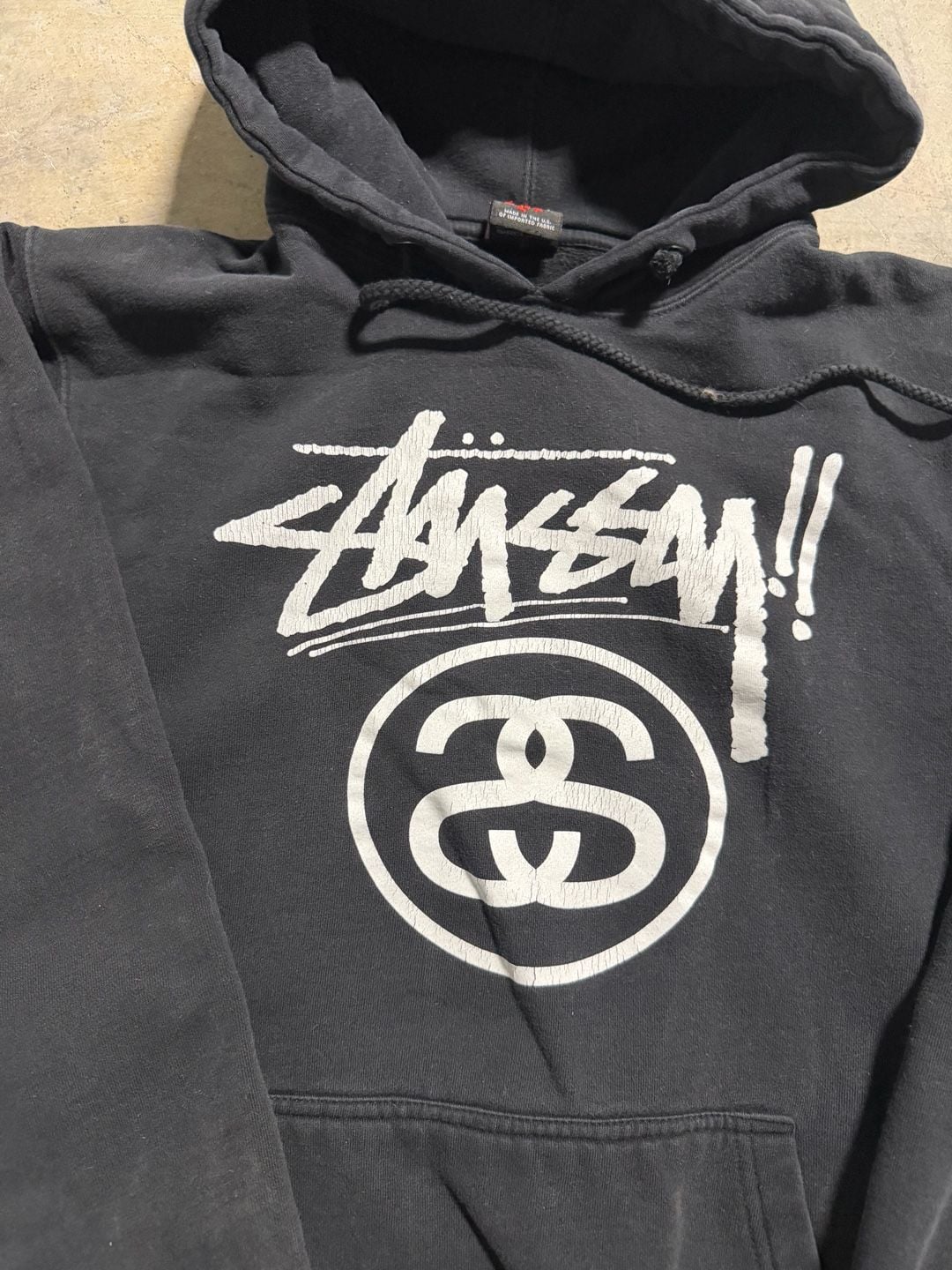 Stussy Big Logo Graphic Pullover Hoodie Black Size M 3