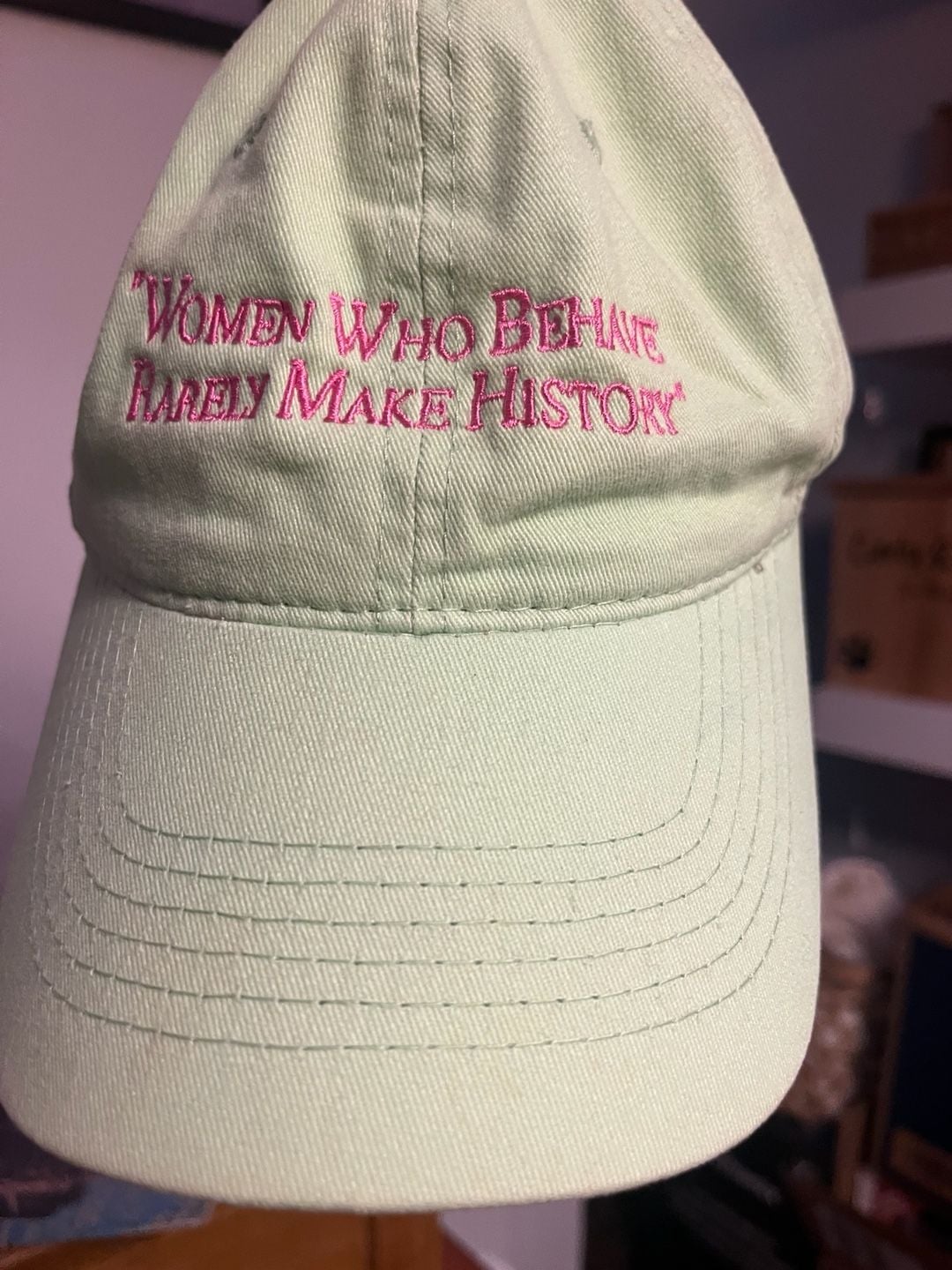 Women Who Behave Rarely Make History Embroidered Pastel Green Dad Hat Baseball Cap 1