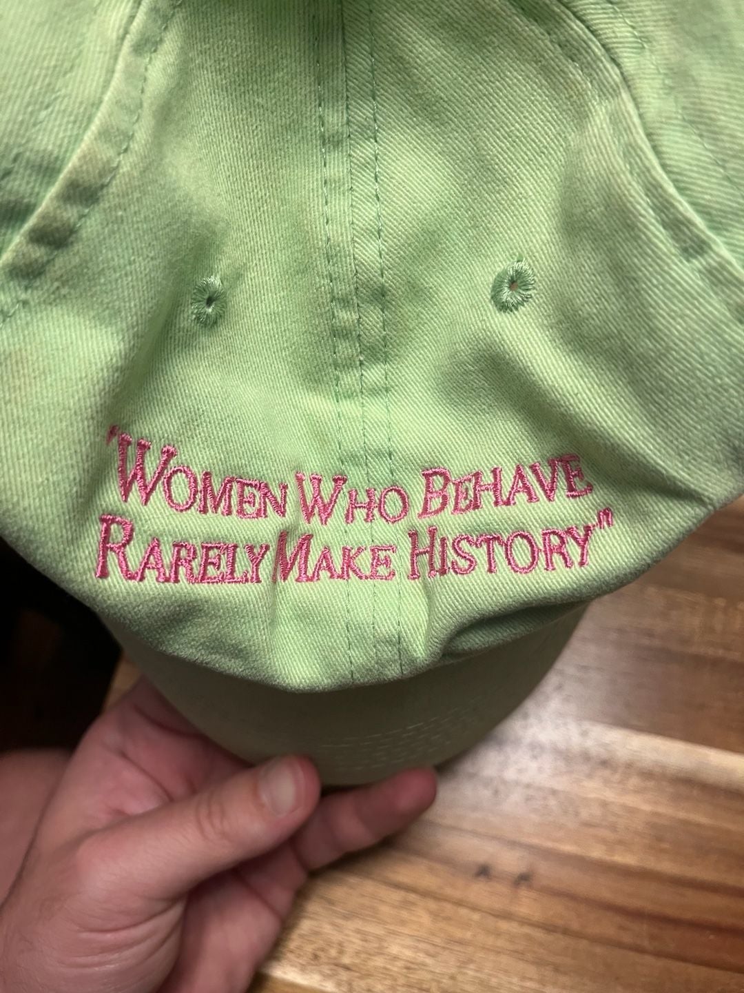 Women Who Behave Rarely Make History Embroidered Pastel Green Dad Hat Baseball Cap 2