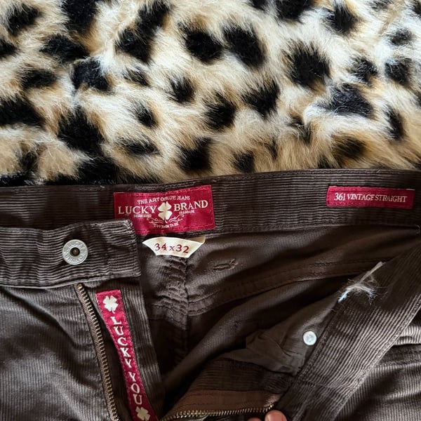 Lucky Brand 361 Vintage Straight Brown Corduroy Pants 34x32
