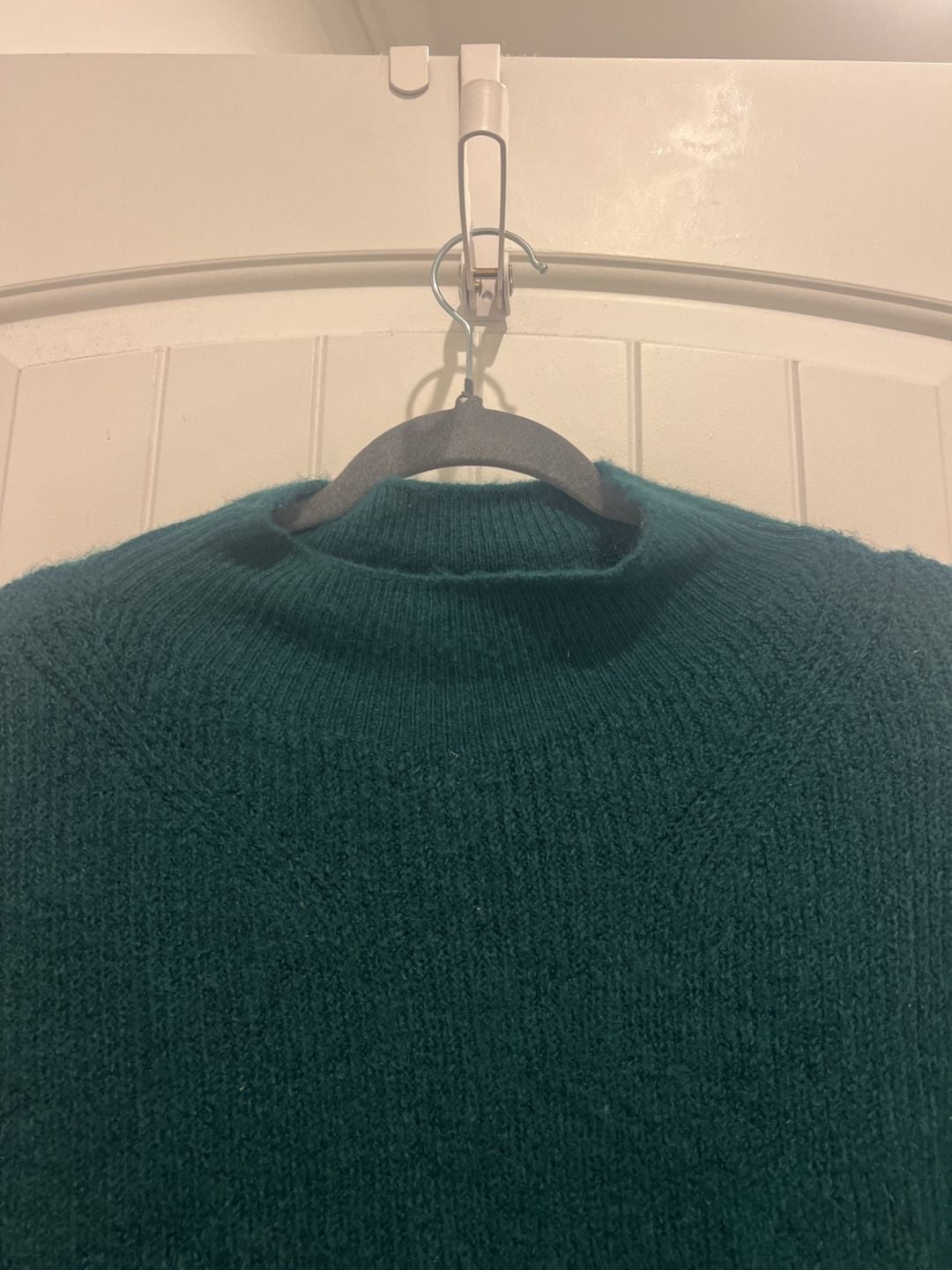Express Dark Green Mock Neck Oversized Fuzzy Knit Sweater Medium 3