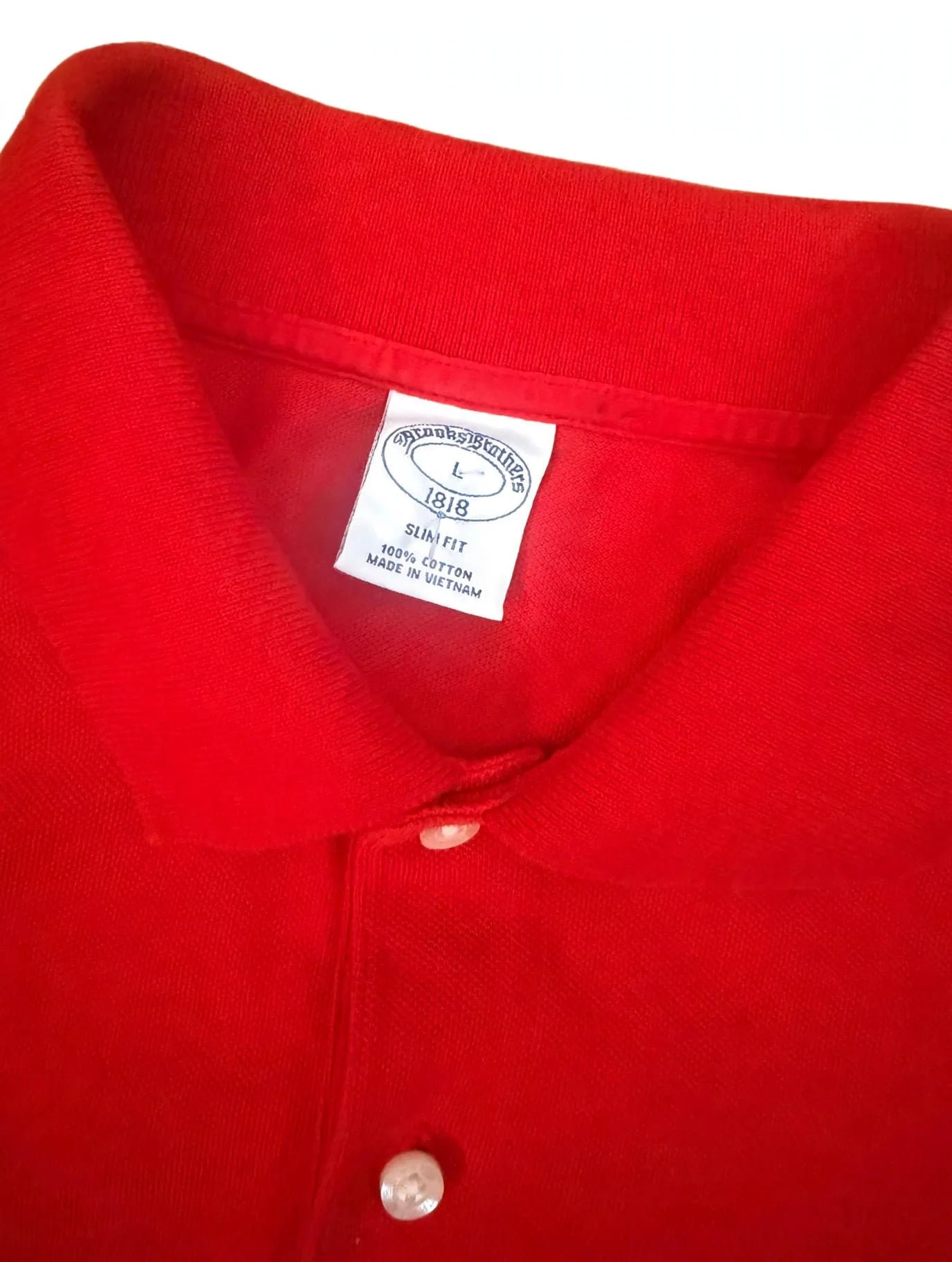 Brooks Brothers 1818 Slim Fit 100% Cotton Red Polo Shirt Men's Size L 4