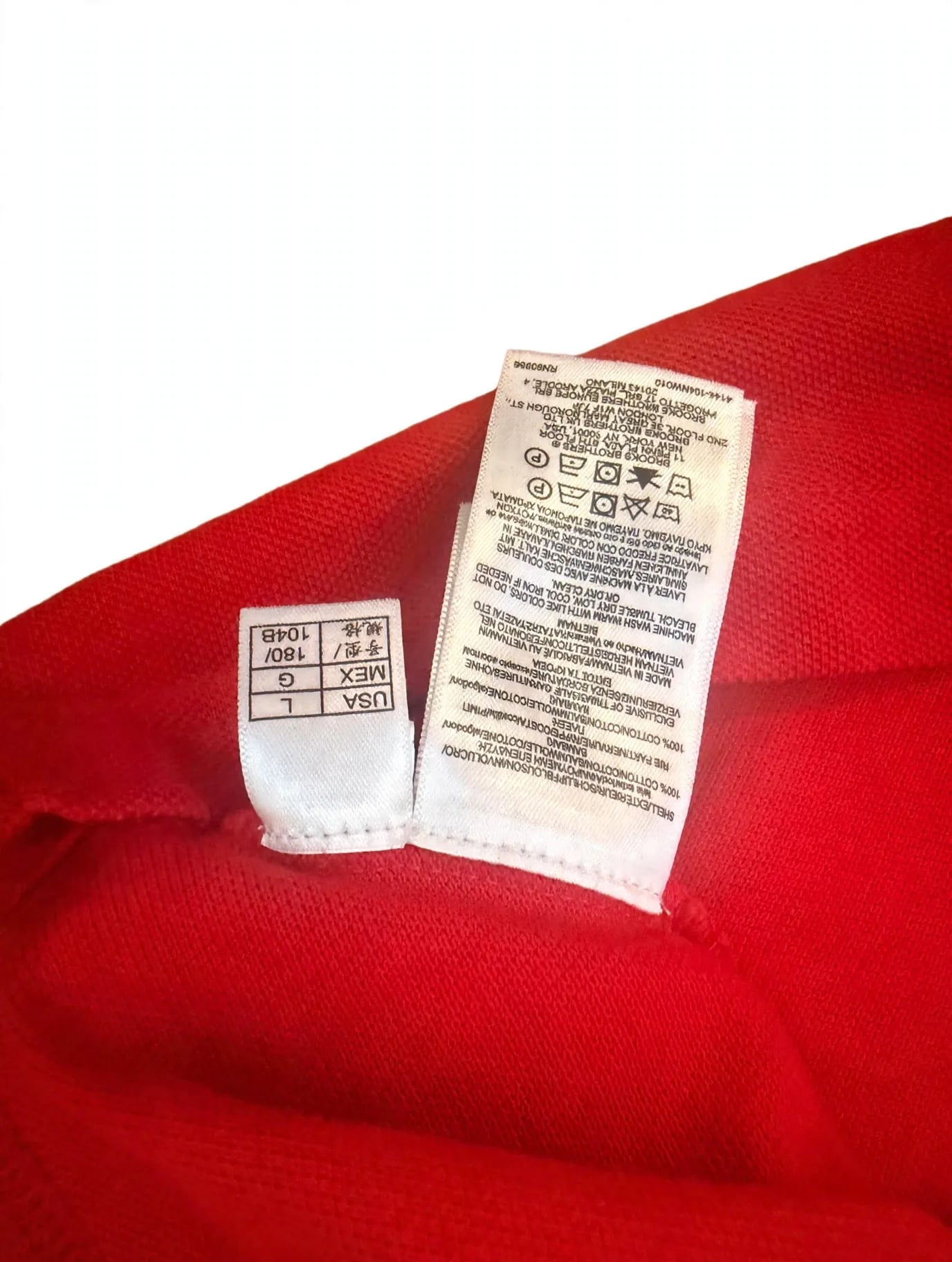 Brooks Brothers 1818 Slim Fit 100% Cotton Red Polo Shirt Men's Size L 6