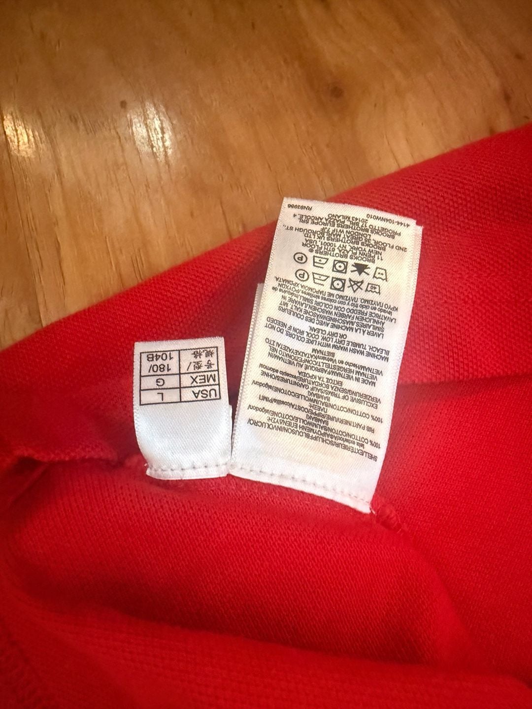 Brooks Brothers 1818 Slim Fit 100% Cotton Red Polo Shirt Men's Size L 10