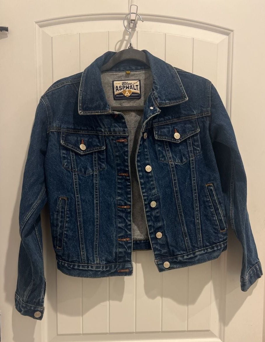 Blue Asphalt Dark Wash Denim Trucker Jacket Size S 2
