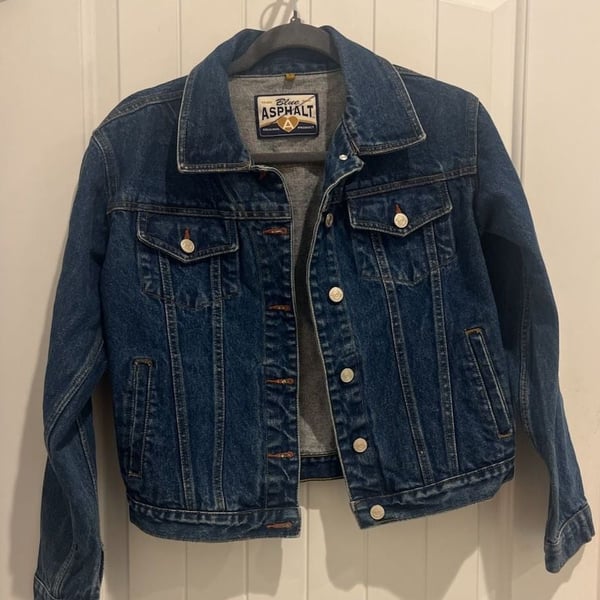 Blue Asphalt Dark Wash Denim Trucker Jacket Size S