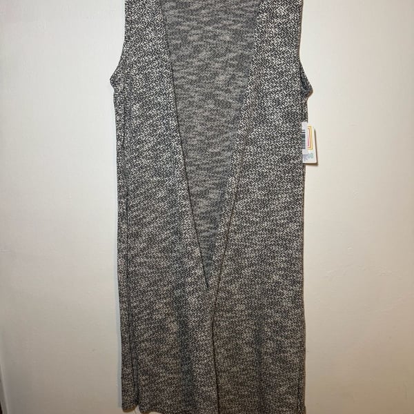 LulaRoe Women's Side Slit Marled Gray Knit Joy Long Line Duster Vest Size M