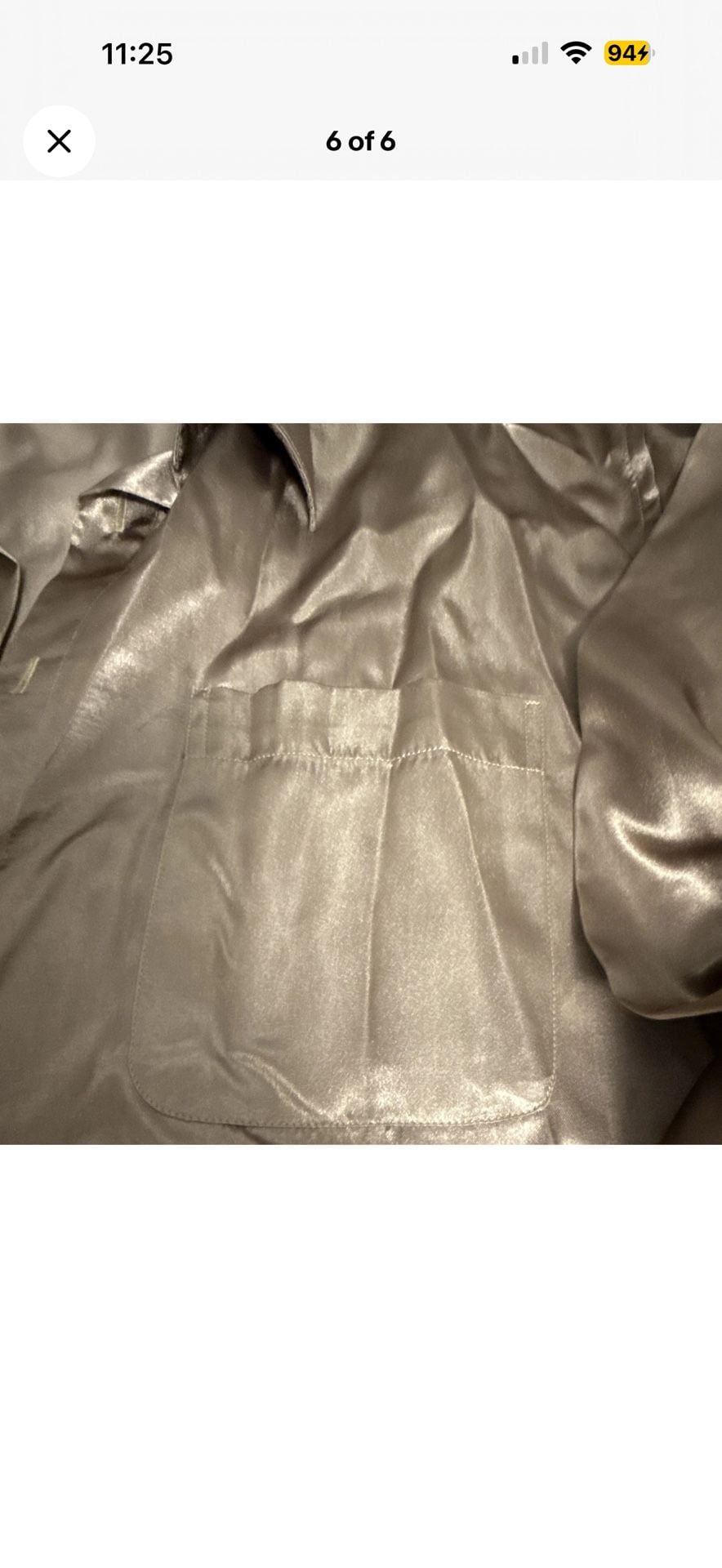 Gian Mario Metallic Satin Button-Up Shirt, Size XL 1