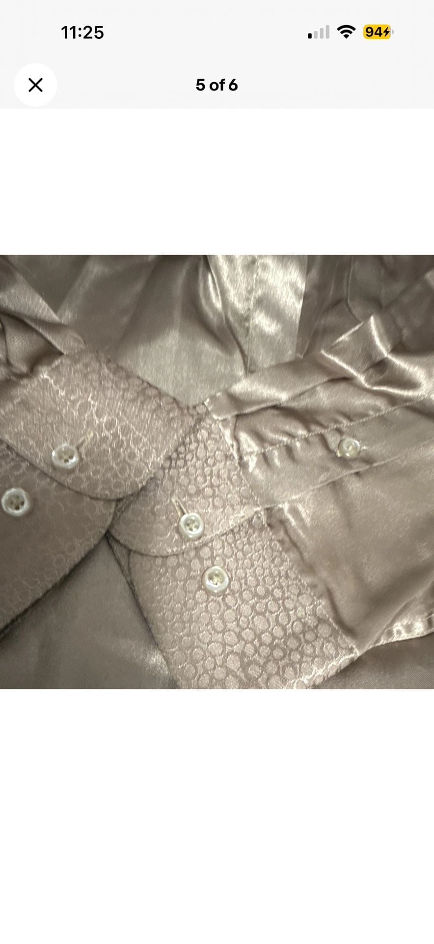 Gian Mario Metallic Satin Button-Up Shirt, Size XL 2