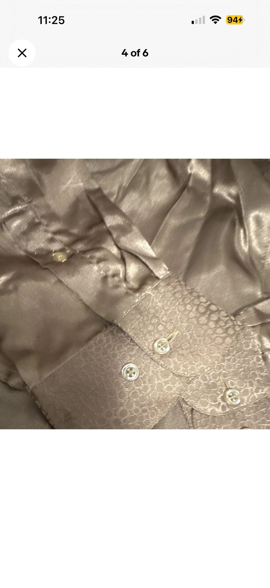 Gian Mario Metallic Satin Button-Up Shirt, Size XL 3