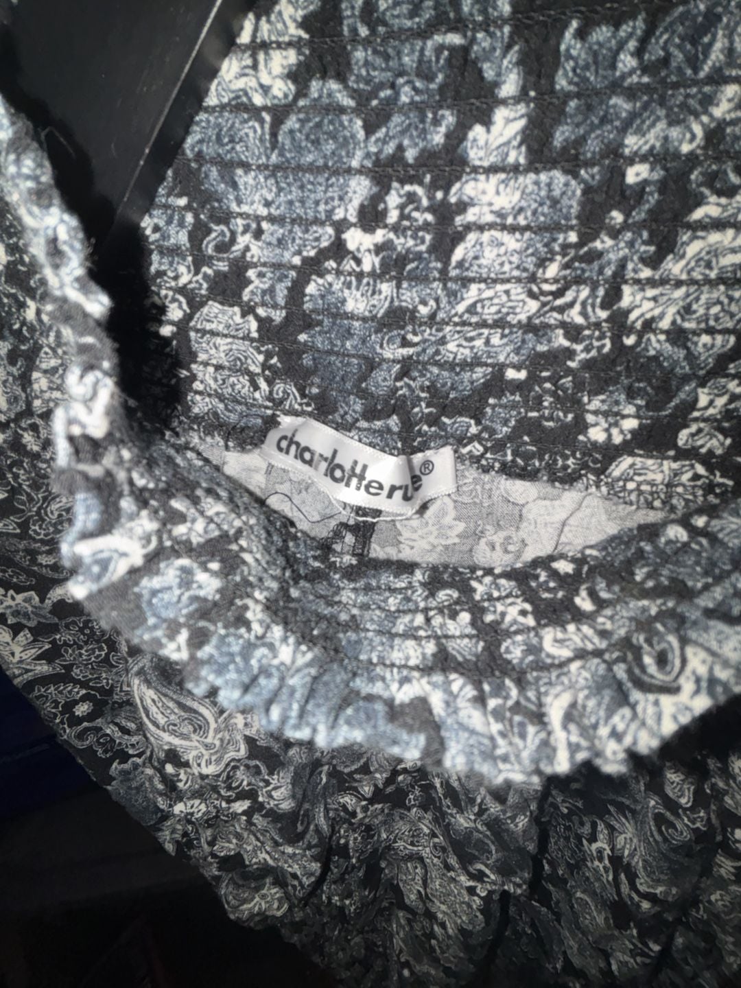 Charlotte Russe Black and White Floral Paisley Smocked Waist Pants 2