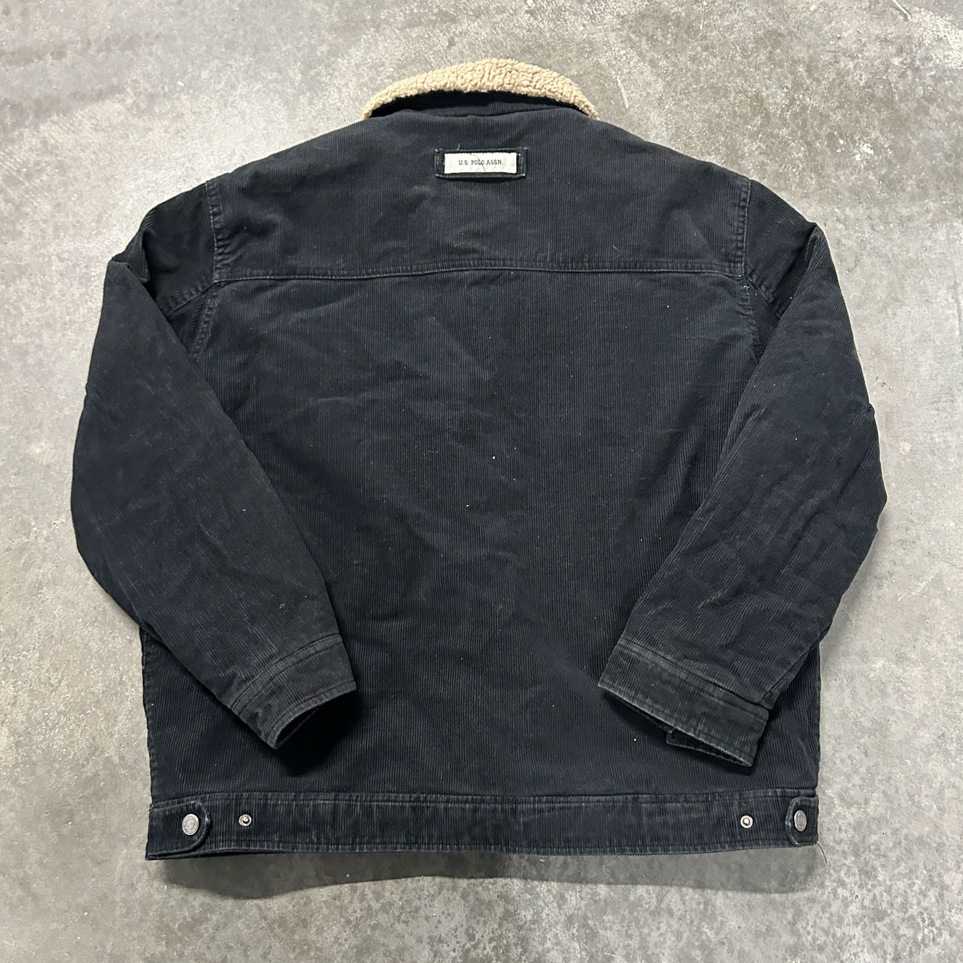 U.S. Polo Assn. Black Corduroy Sherpa Lined Trucker Jacket XXL 3