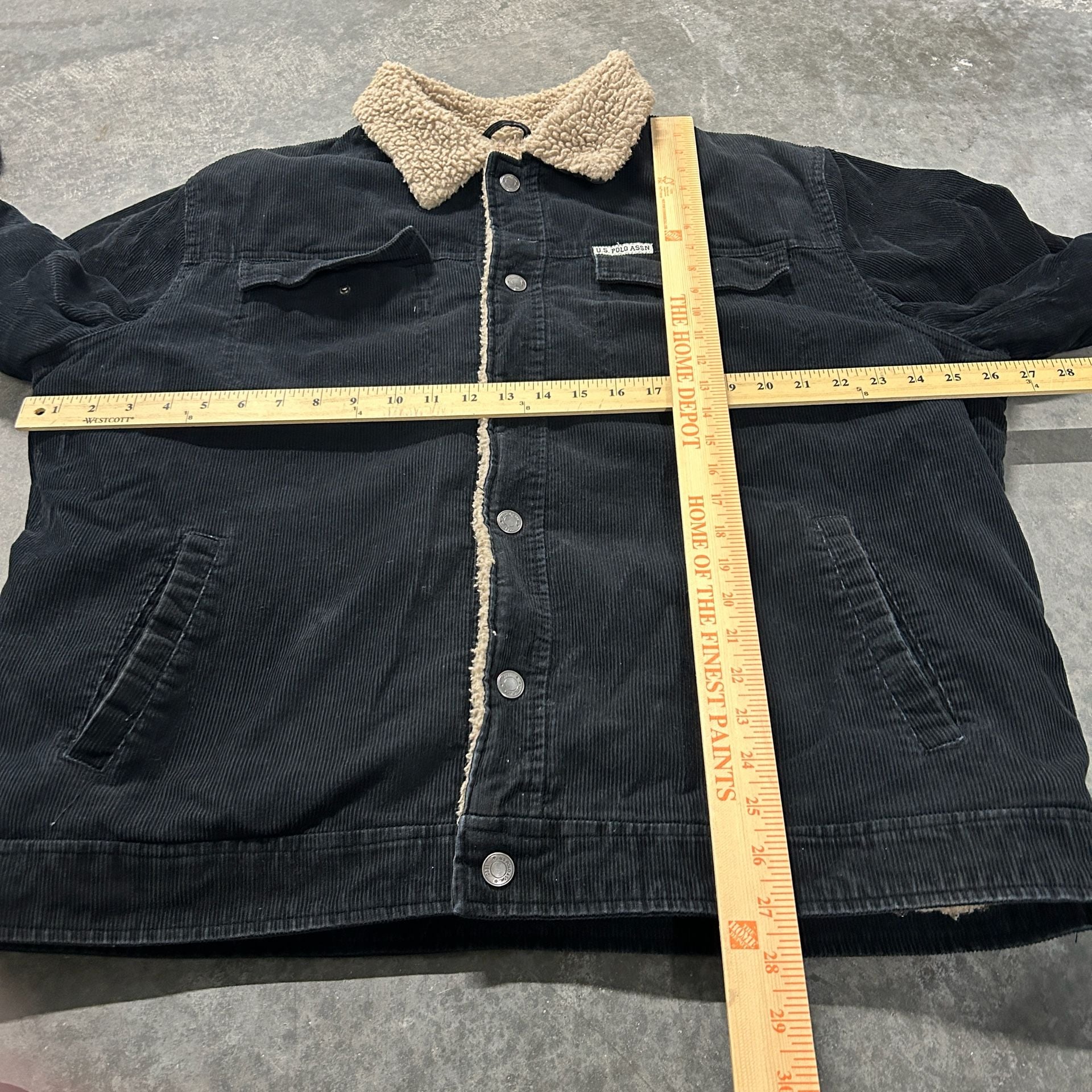 U.S. Polo Assn. Black Corduroy Sherpa Lined Trucker Jacket XXL 9