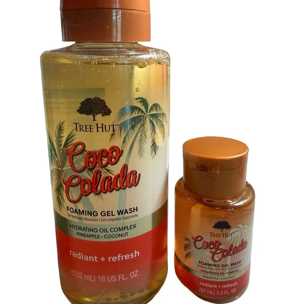 Tree Hut Coco Colada Foaming Gel Wash - Set of Large 18 oz & Travel Size 3.3 oz