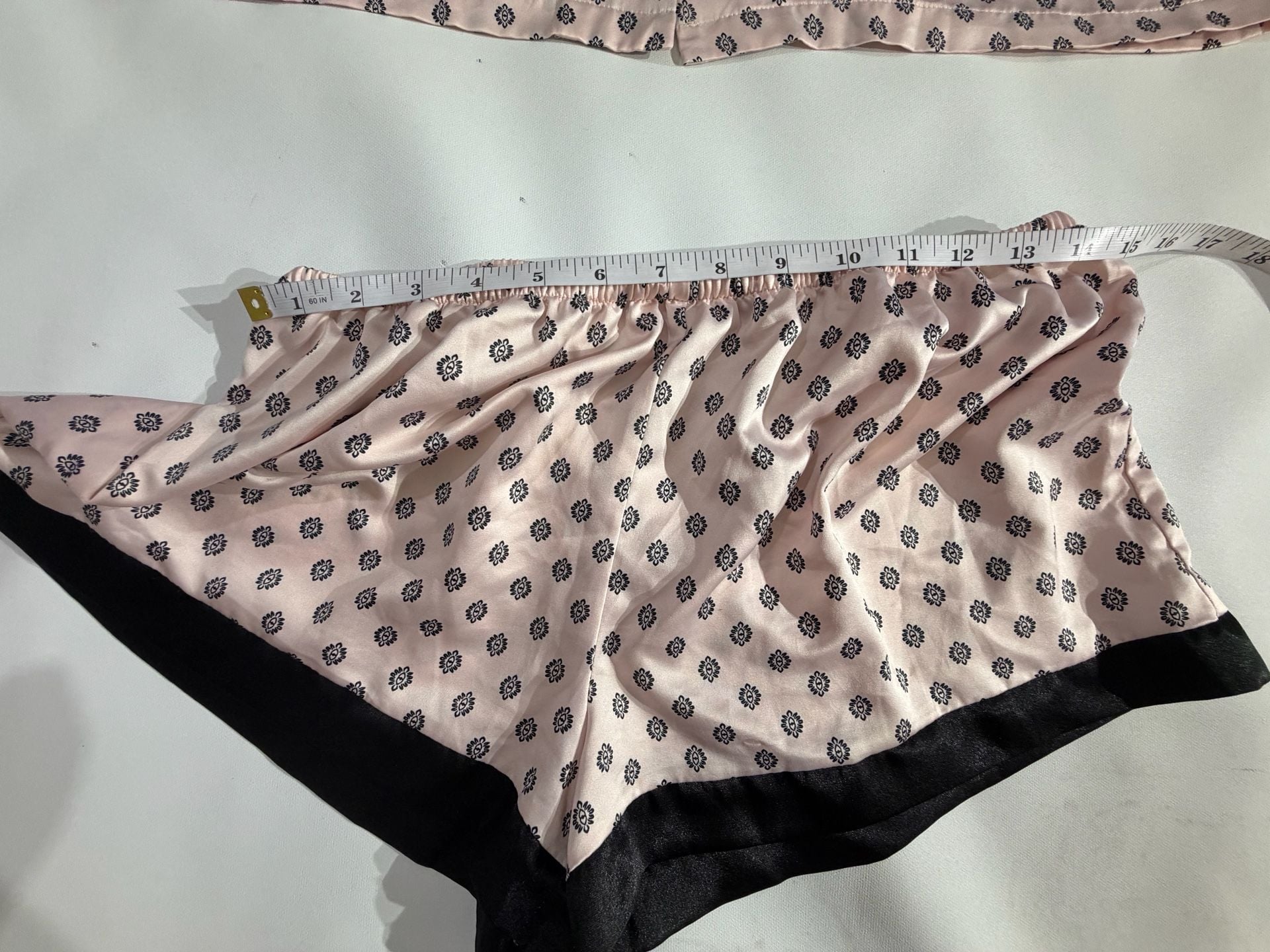 ND Intimates Pink Evil Eye Print Satin Pajama Set Shirt Shorts Womens M 3