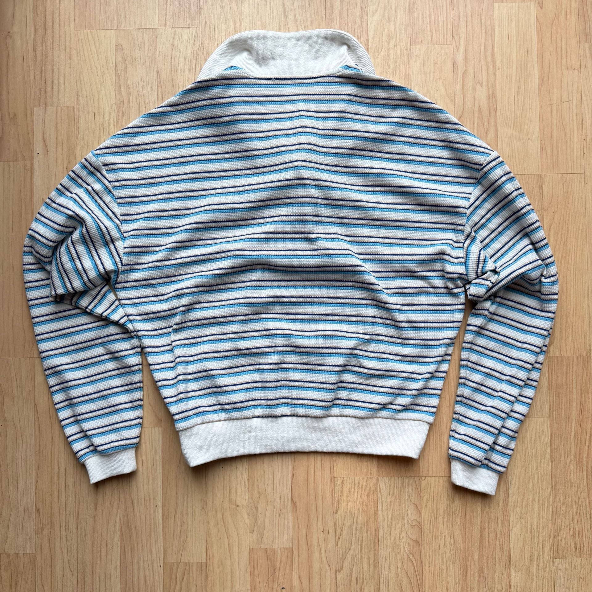 White Fox Blue White Striped Long Sleeve Polo Knit Rugby Top Slouchy Long sleeve 3
