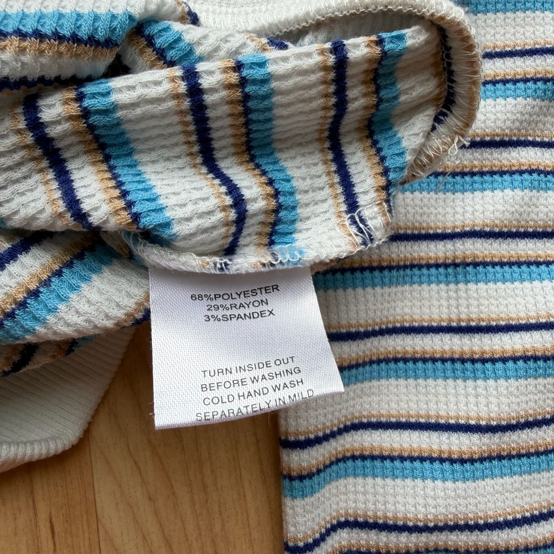 White Fox Blue White Striped Long Sleeve Polo Knit Rugby Top Slouchy Long sleeve 5