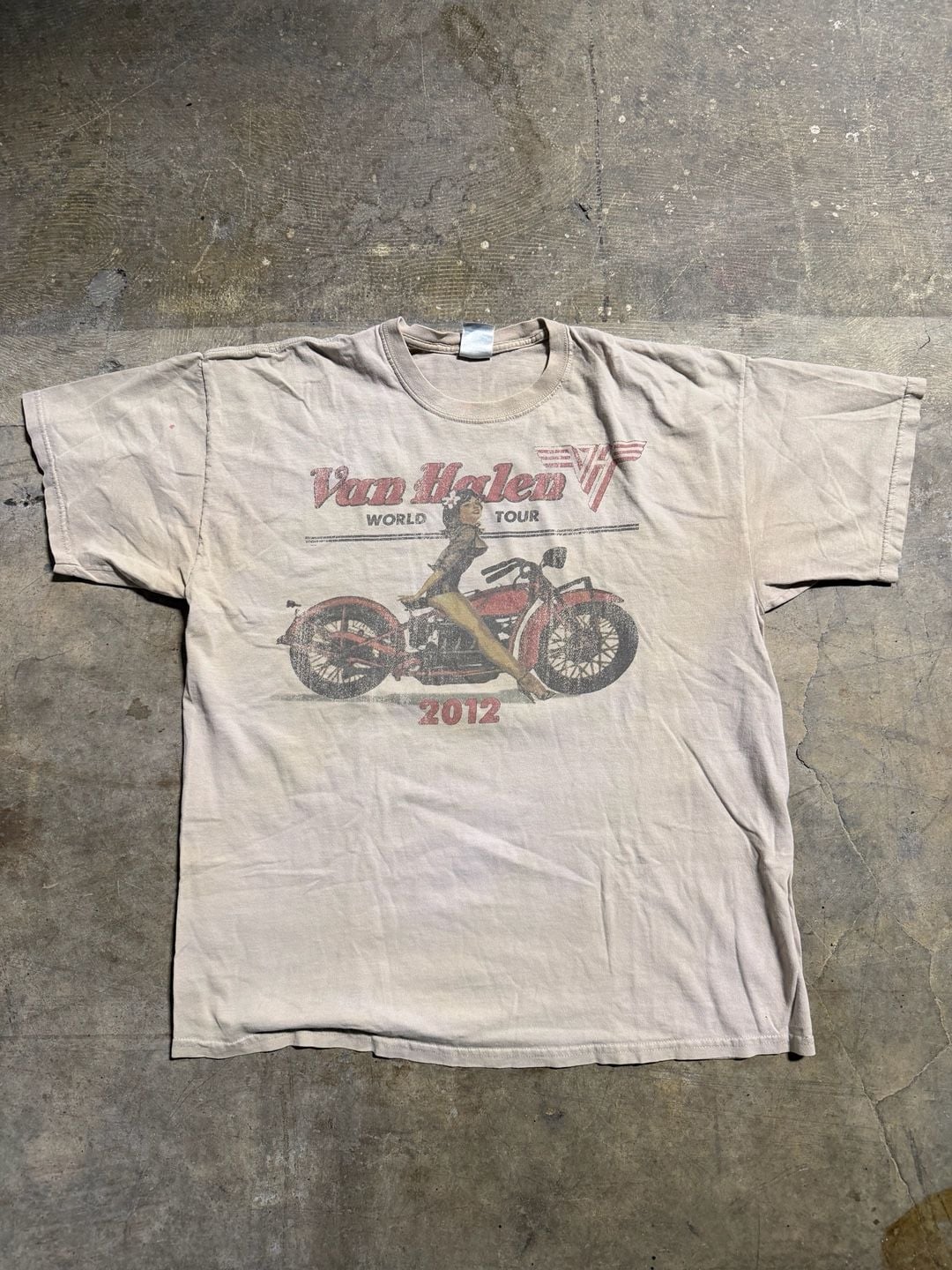Van Halen 2012 World Tour Pinup Motorcycle Graphic T-Shirt XL 2