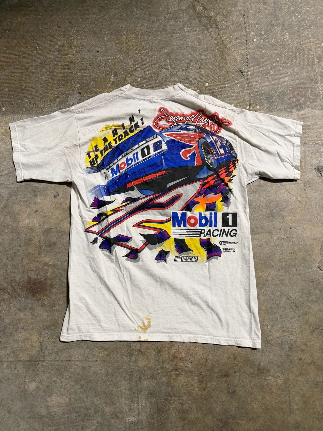 Vintage 1999 Jeremy Mayfield Mobil 1 Racing NASCAR T-Shirt 4