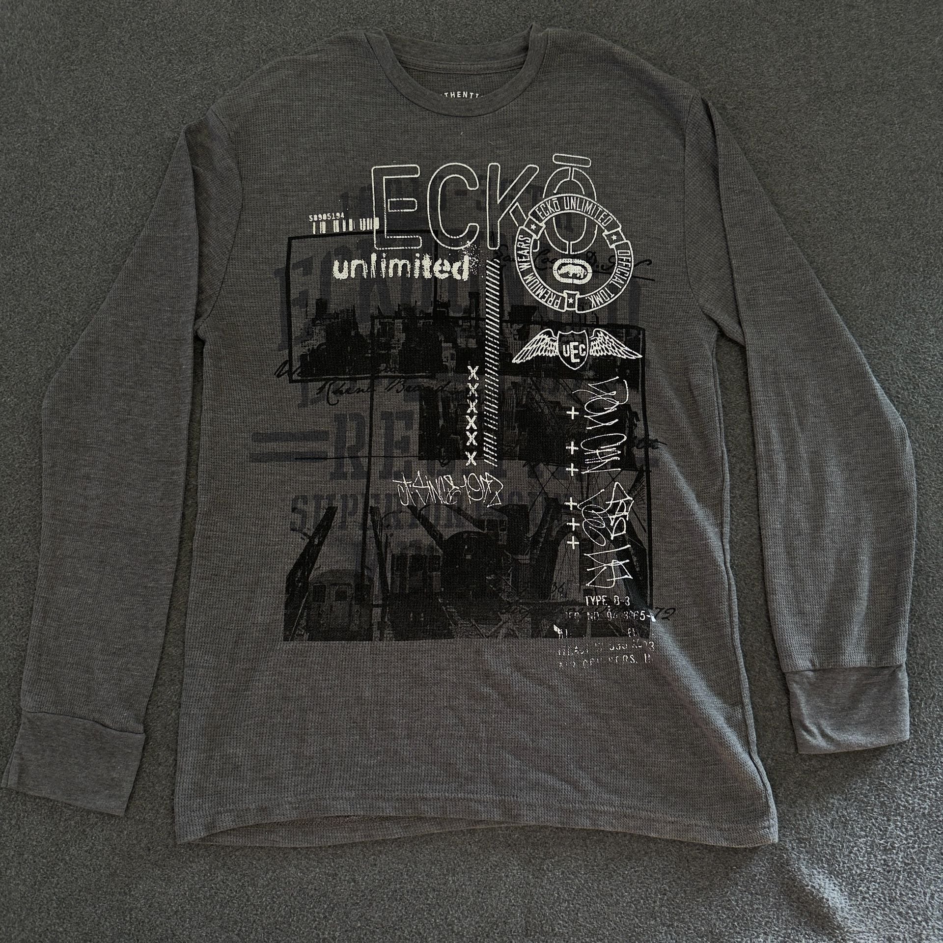Vintage Y2K Ecko Unltd Gray Thermal Waffle Long Sleeve 2