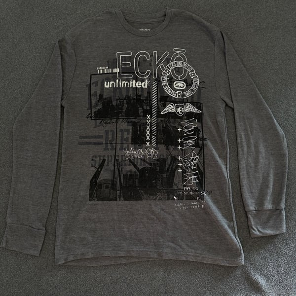 Vintage Y2K Ecko Unltd Gray Thermal Waffle Long Sleeve