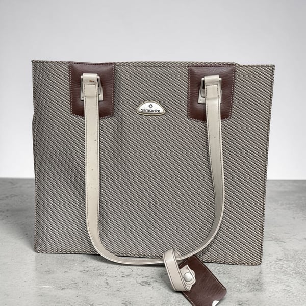 Samsonite Tweed and Leather Tote Bag