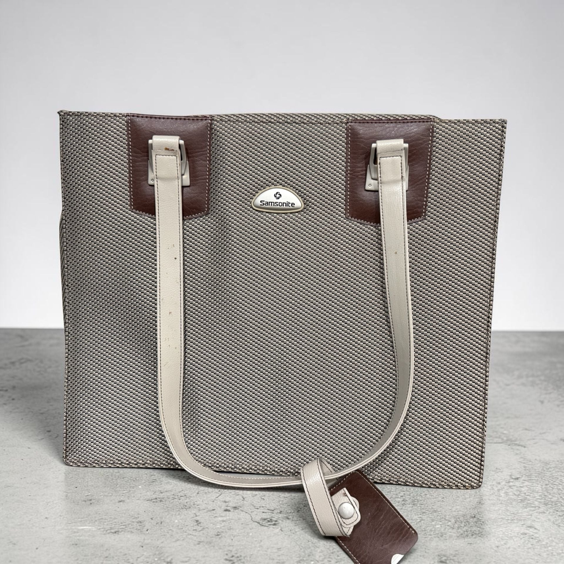 Samsonite Tweed and Leather Tote Bag 10