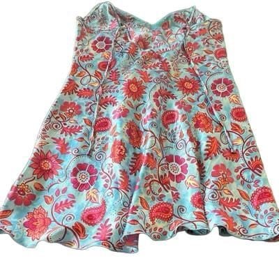 Delicates Women's Full Slip XL Satin Floral Blue Lace Trim Adjustable Straps 11