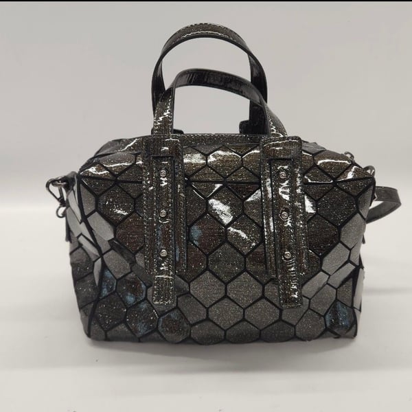 Emilio Pepe Geometric Hexagon Glitter Top Handle Satchel Bag