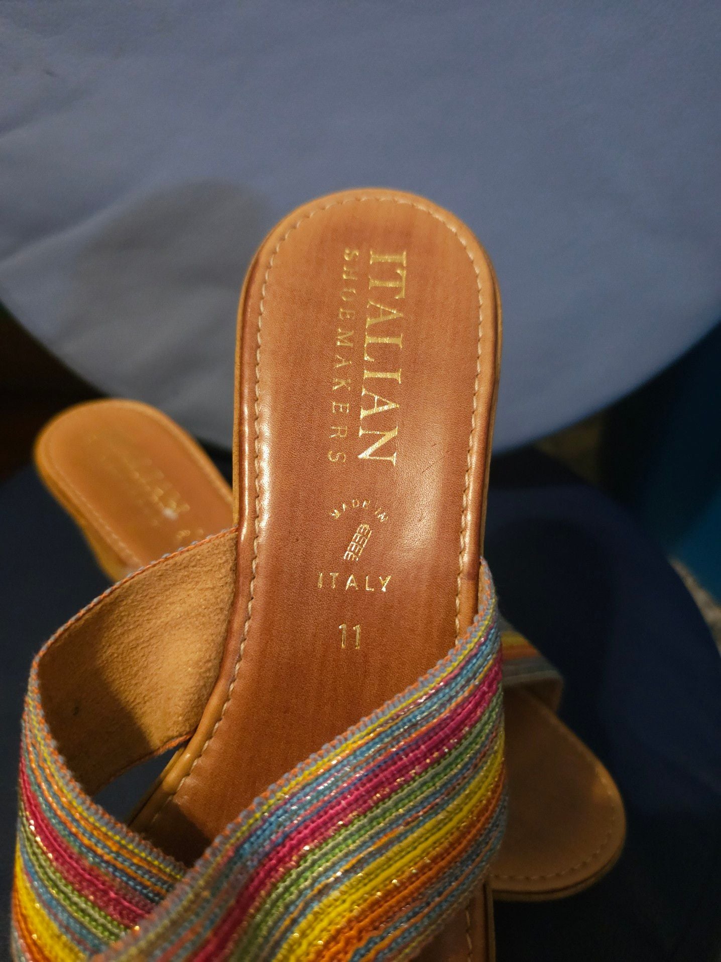 Italian Shoemakers Multicolored Striped Wedge Sandals Size 11 3