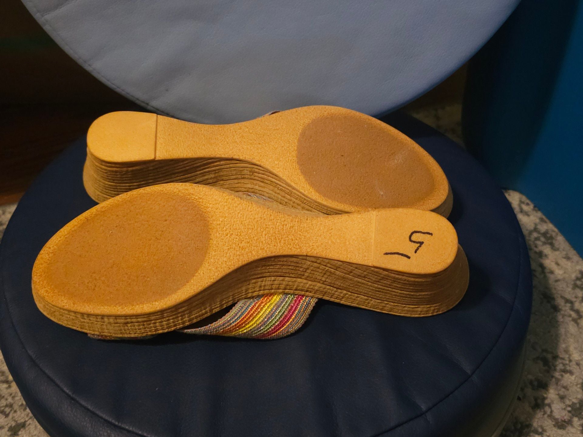 Italian Shoemakers Multicolored Striped Wedge Sandals Size 11 4