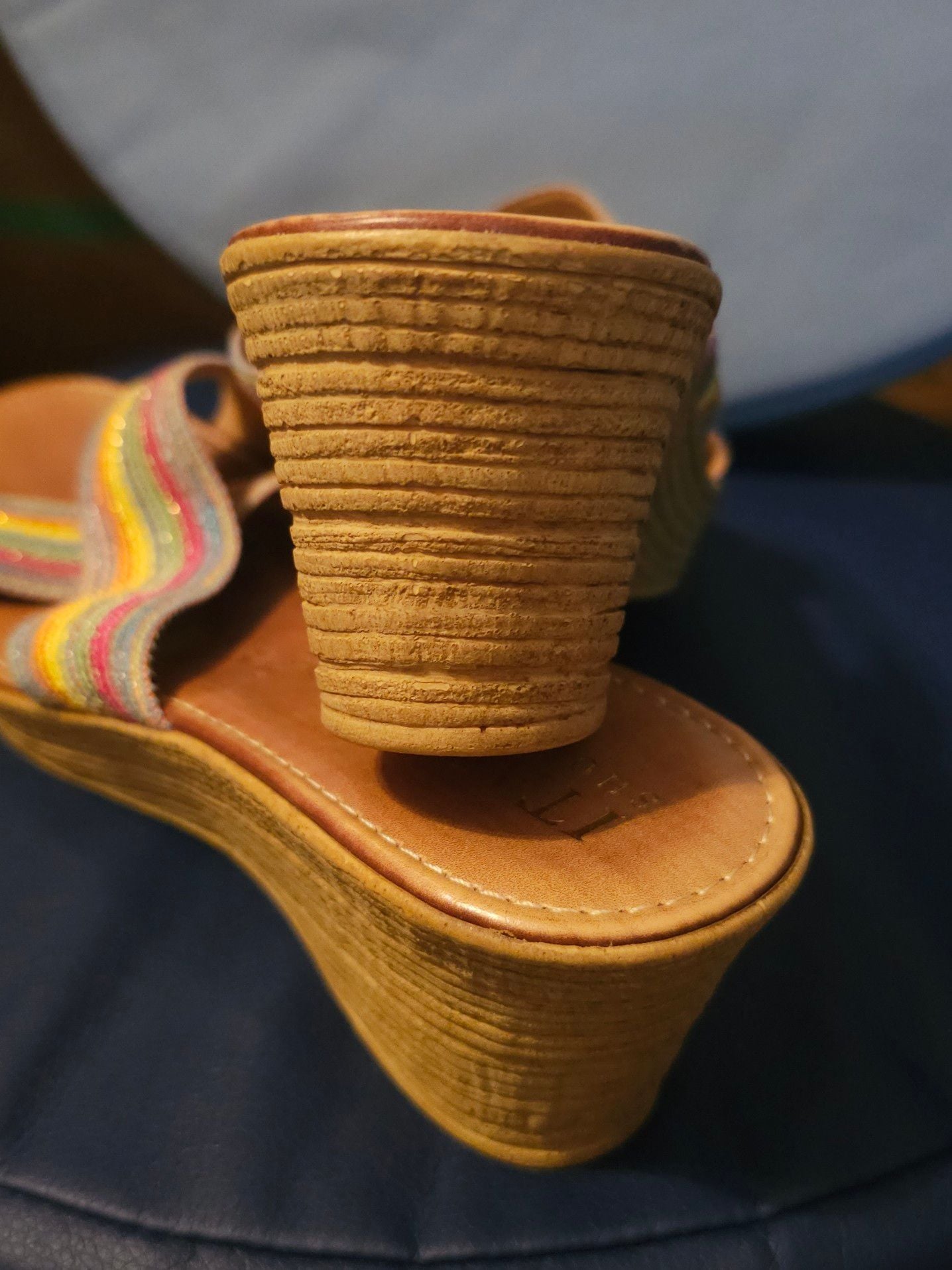Italian Shoemakers Multicolored Striped Wedge Sandals Size 11 5