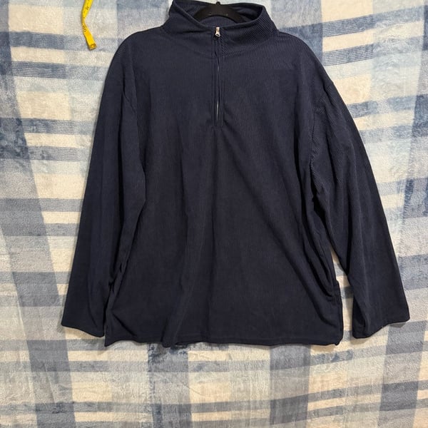 Mens Navy Blue Quarter Zip Pullover Sweatshirt 2XL