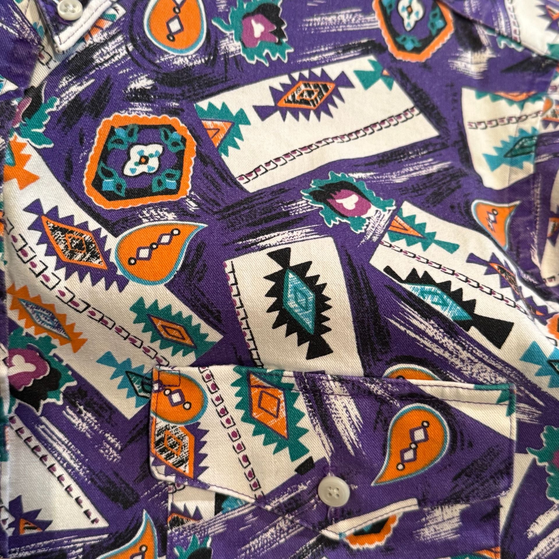 Vintage Wrangler Cowboy Cut XL Tall Western Aztec Geometric Pearl Snap Shirt 16½ 35 10
