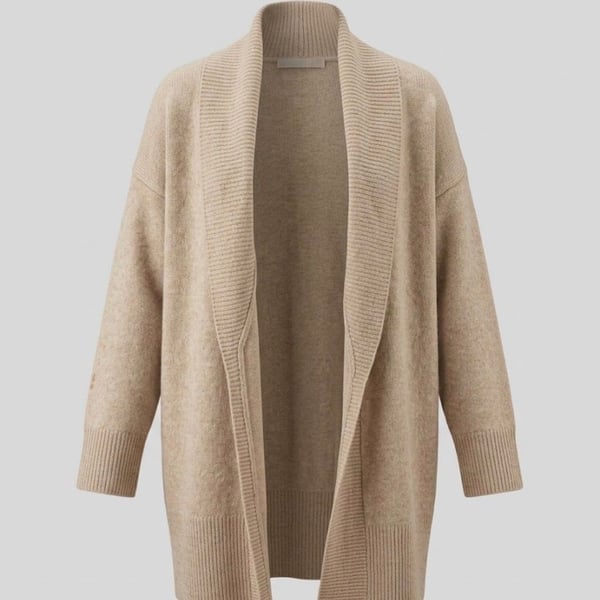Time and Tru Women's Open-Front Shawl Collar Cardigan Sweater Beige Large 