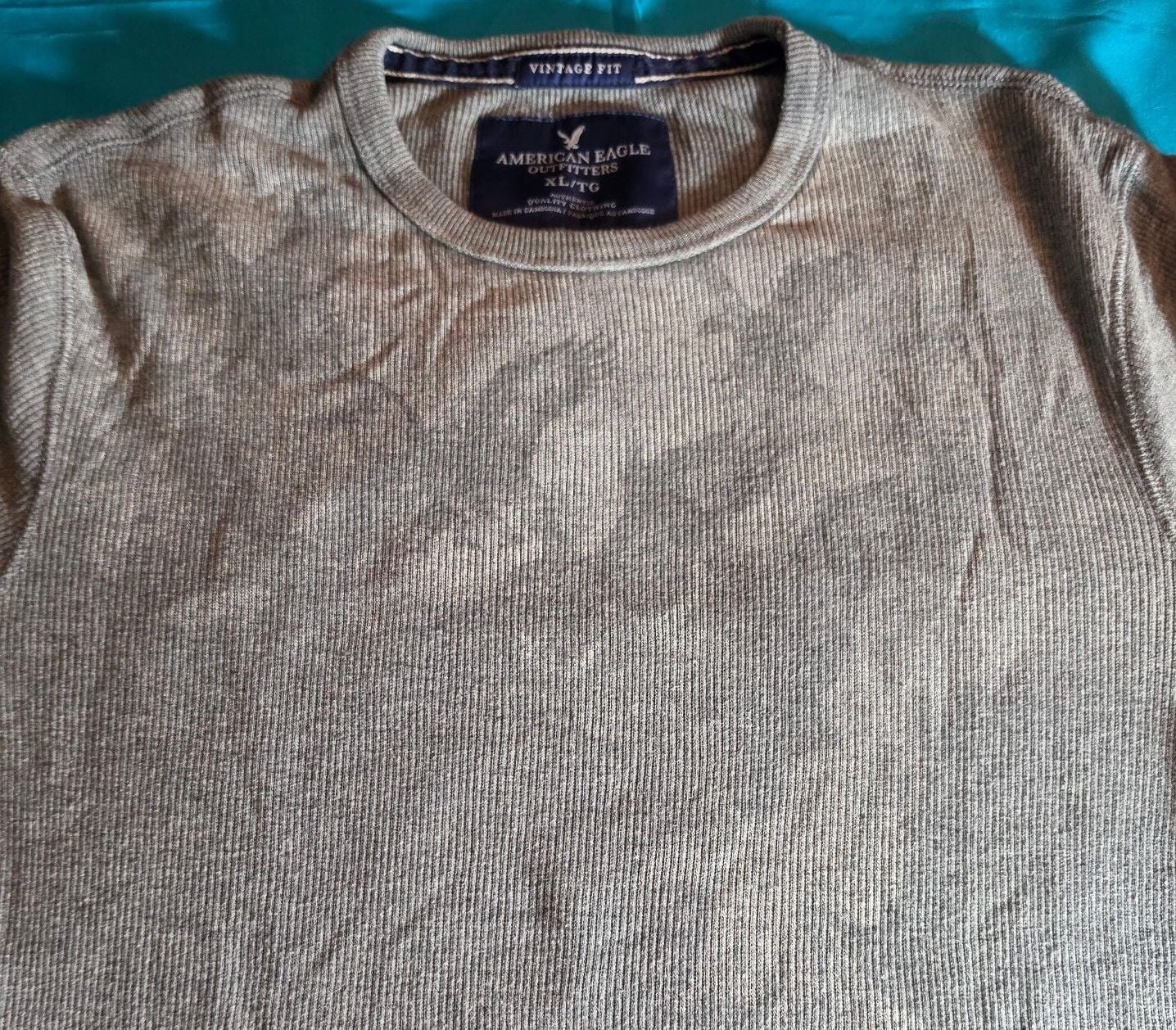 American Eagle Outfitters Vintage Fit Gray Waffle Thermal Long Sleeve Shirt XL 4