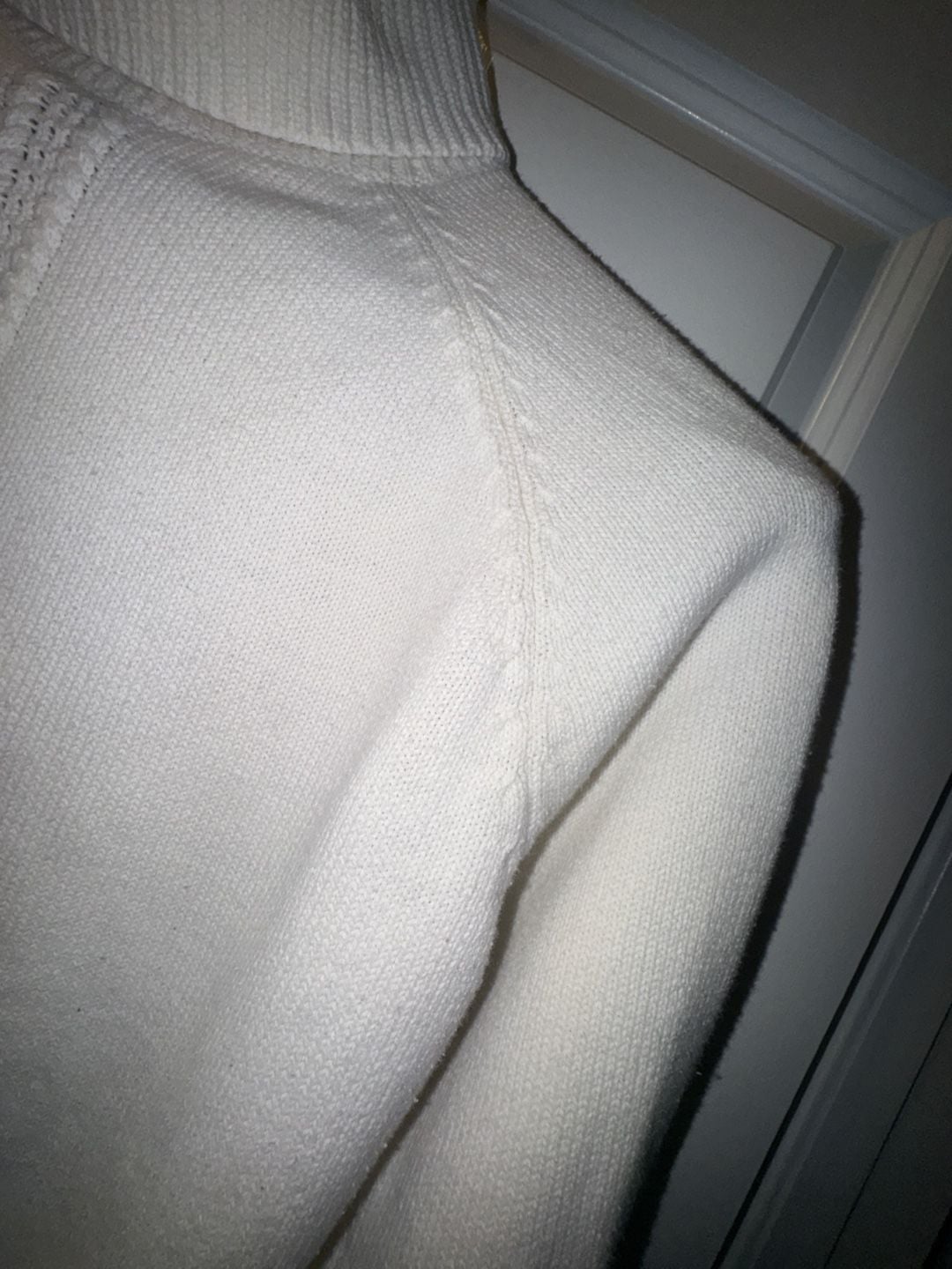 Nautica Women's White Cotton Raglan Sleeve Turtleneck Sweater 10