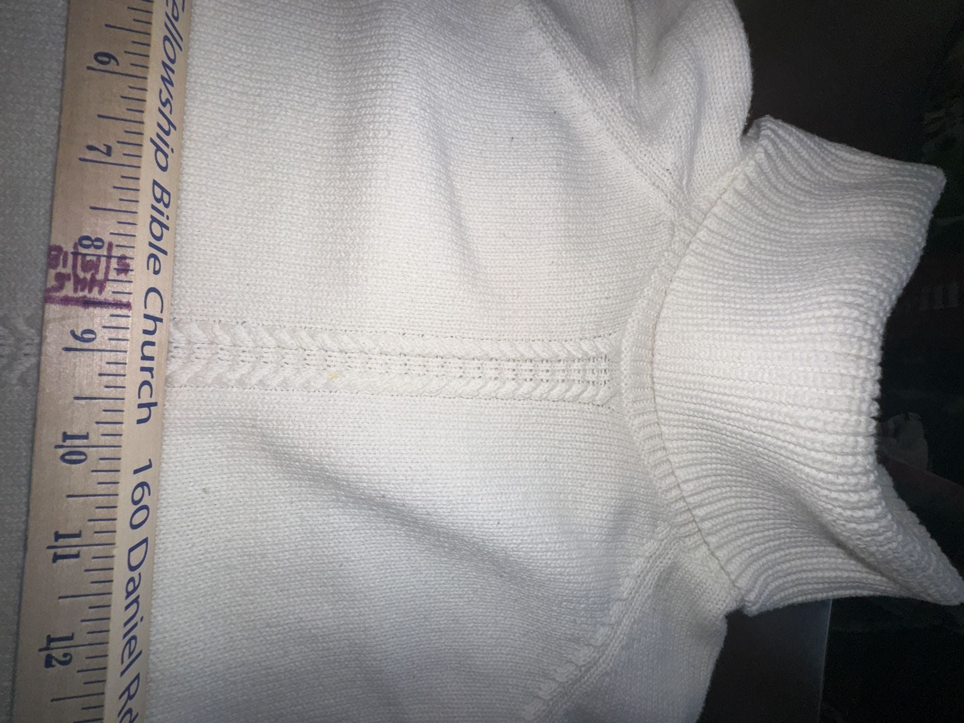 Nautica Women's White Cotton Raglan Sleeve Turtleneck Sweater 18