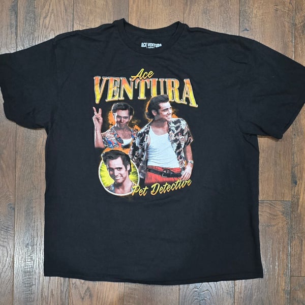 Ace Ventura Pet Detective Jim Carrey Movie Graphic T-Shirt Black XXL