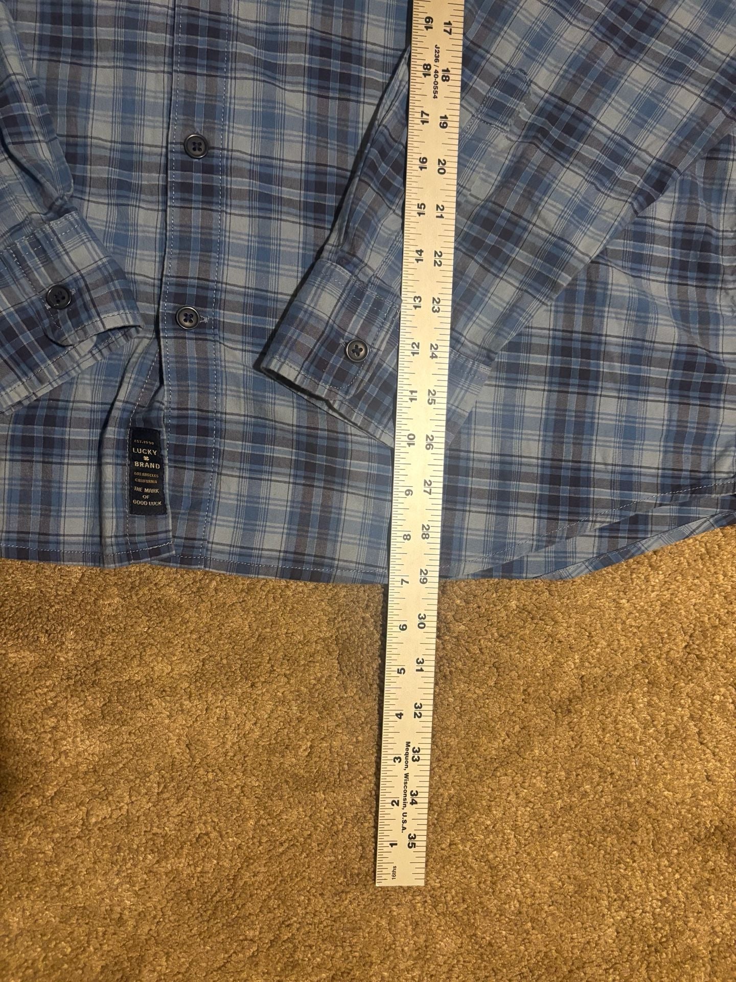 Lucky Brand Men's Saturday Stretch Plaid Long Sleeve Button-Down Shirt Blue XXL 4