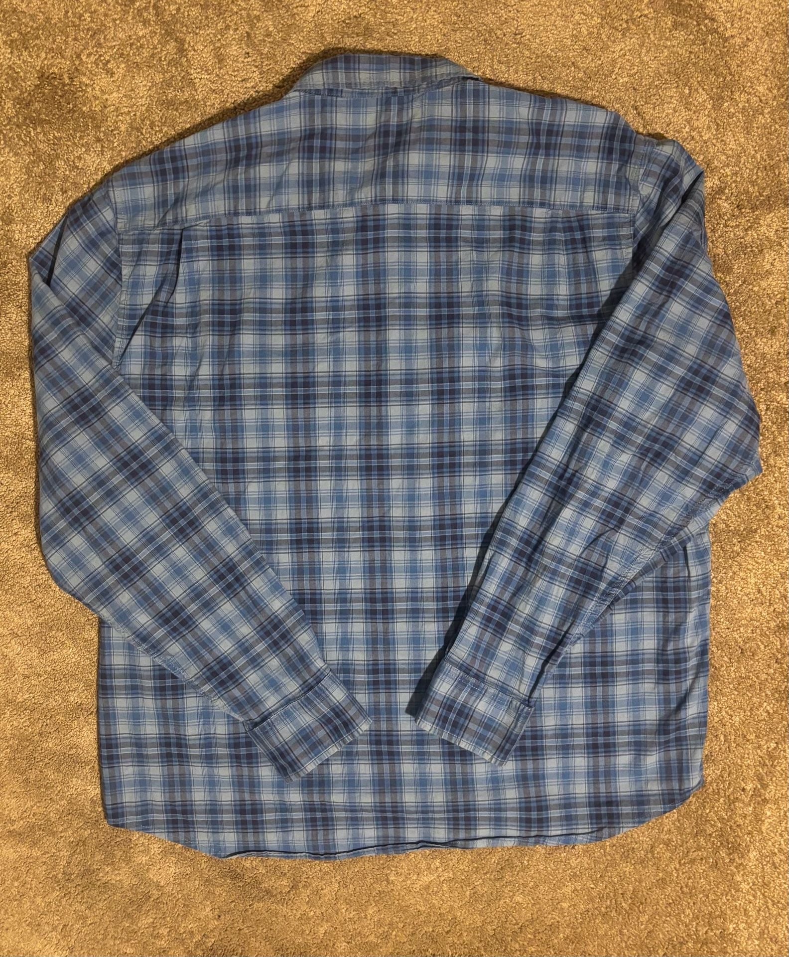 Lucky Brand Men's Saturday Stretch Plaid Long Sleeve Button-Down Shirt Blue XXL 7