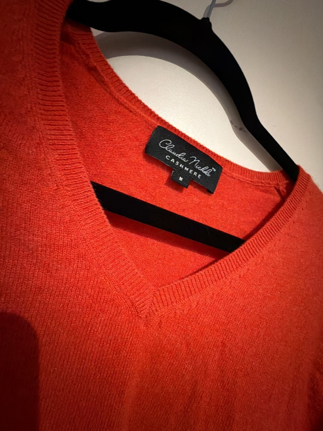 Claudia Nicole Cashmere Orange V-Neck Long Sleeve Sweater Size M 3