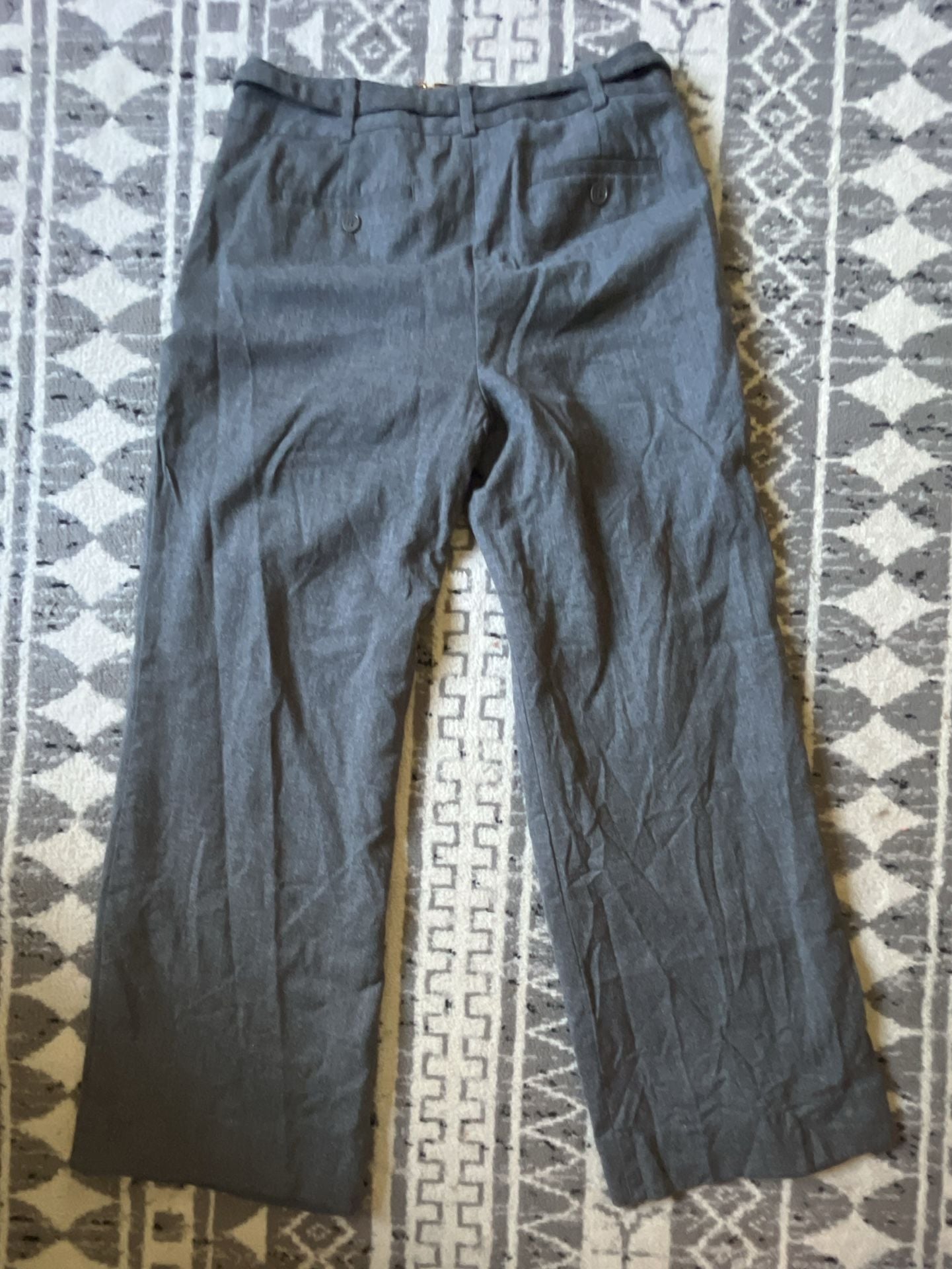 Talbots Heritage Gray Wool Dress Pant Gold Buckle Belt Size 8 (runs small) 4