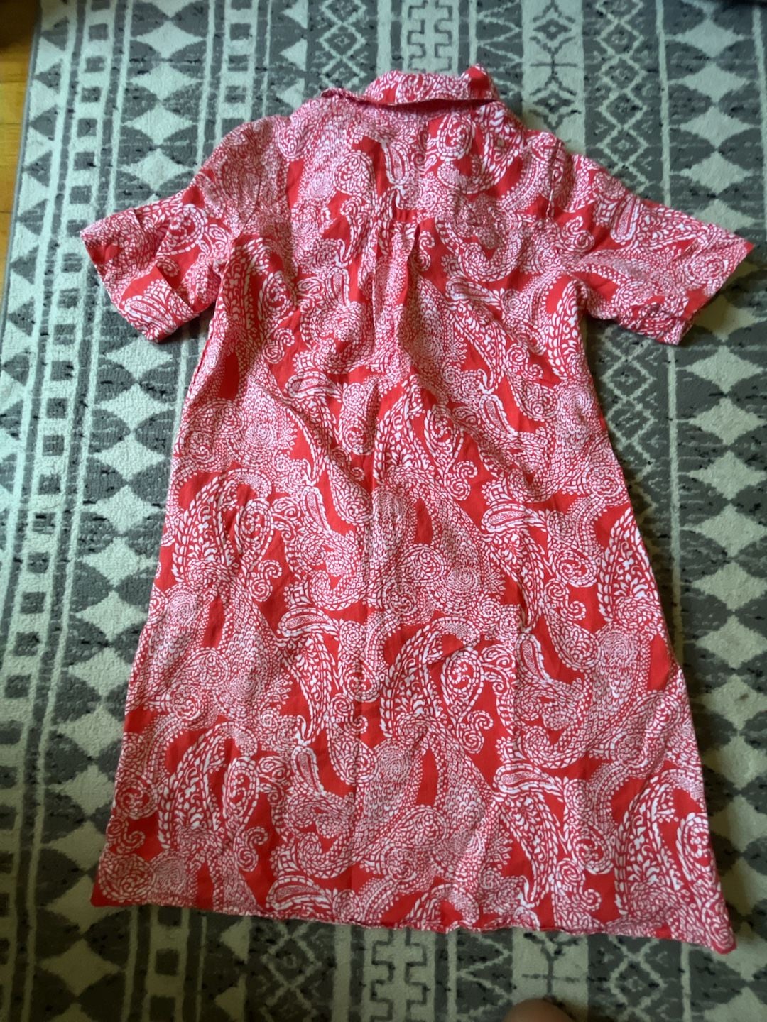 Chicos orange & white paisley linen dress Half sleeve size 8 5