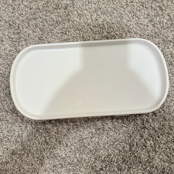 White Ceramic Decorative Oval Tray with Bow Details